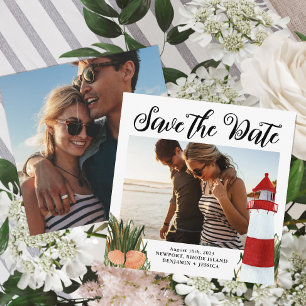 Save The Date Destination Côtière Mariage Photo Noir