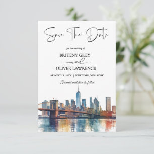 Save The Date Destination de la skyline aquarelle de New York