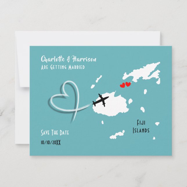 Save The Date Destination de mariage aux îles Fidji Enregistrez  (Devant)