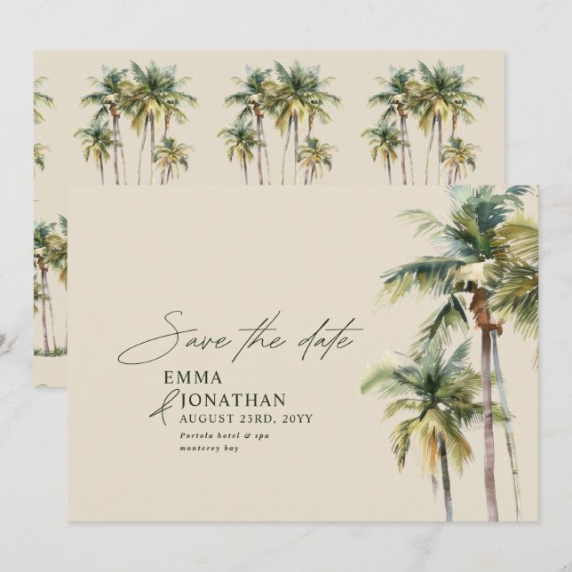 Save The Date Destination de mariage élégante sur le thème des p (Devant / Derrière)