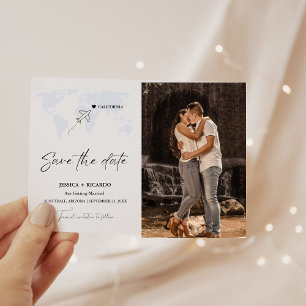 Save The Date Destination de mariage poussiéreux bleu enregistre