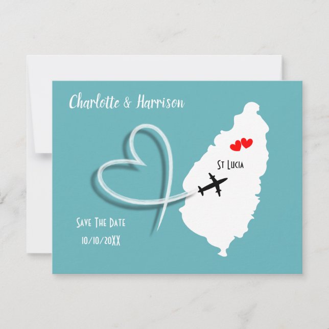 Save The Date Destination de mariage Sainte-Lucie Sauvegarder la (Devant)