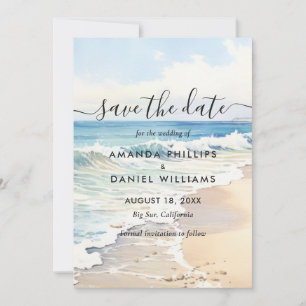 Save The Date Destination de plage aquarelle vagues ondoyantes m