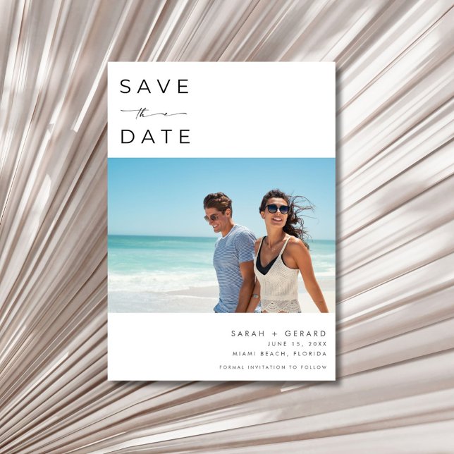 Save The Date Destination de plage Élégant Photo Mariage (Beach Destination Elegant Photo Wedding Save The Date)