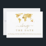 Save The Date Destination Gold World Map Mariage Modifier La Dat<br><div class="desc">VOUS POUVEZ DÉPLACER LE COEUR ET L'AVION AFIN D'ADAPTER VOTRE DESTINATION! Si vous avez besoin d'aide, s'il vous plaît, contactez-moi. Destination Wedding Voyage Gold Carte du monde design de carte avec une carte du monde en faux or, deux coeurs et un avion! Il est parfait pour le mariage de n'importe...</div>
