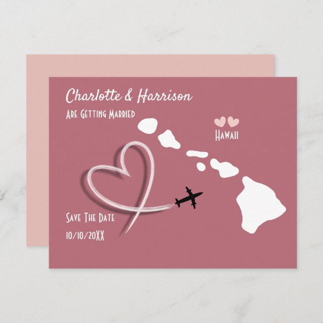 Save The Date Destination Mariage Hawaï Enregistrer la Date (Devant / Derrière)