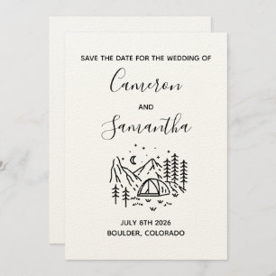 Save The Date Destination moderne mariage de camping enregistrer