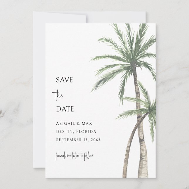 Save The Date Destination Palmier Enregistrer la Date (Devant)