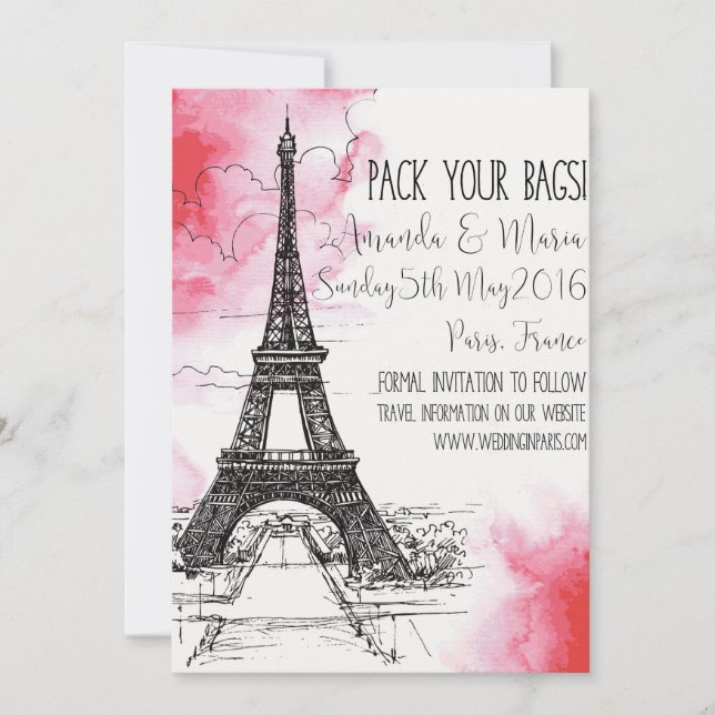 Save The Date Destination Paris Mariage Enregistrer la date (Devant)