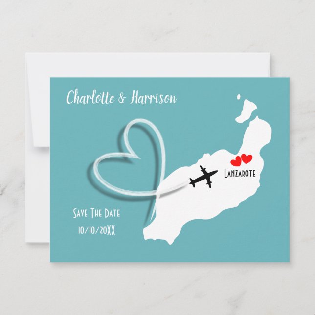 Save The Date Destination Tropicale Lanzarote Espagne Mariage su (Devant)