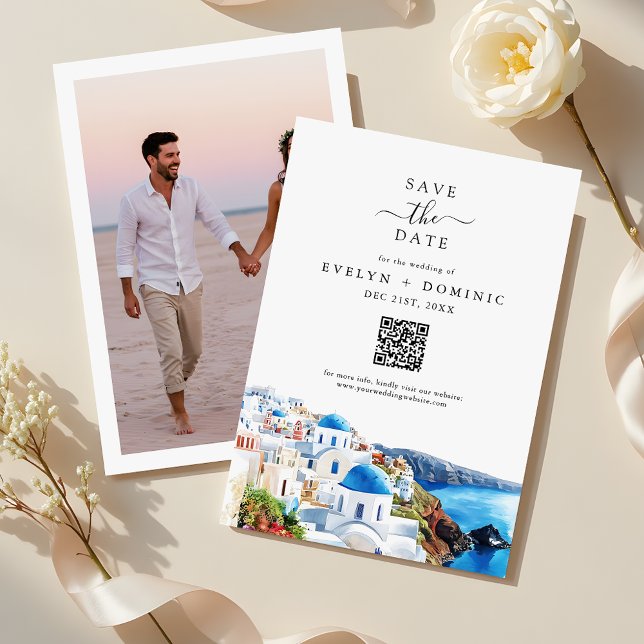 Save The Date Destination Wedding QR Code Modern Photo (Créateur téléchargé)