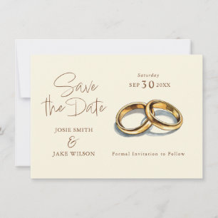 Save The Date Deux anneaux de mariage or enregistrer la date