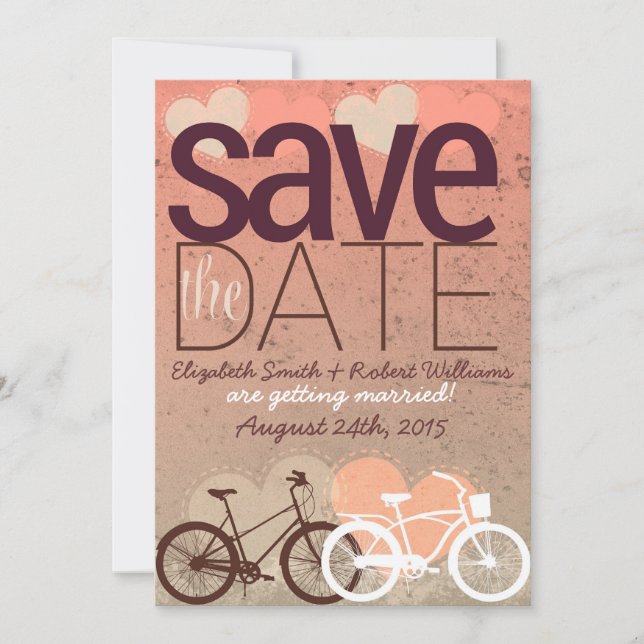 Save The Date Deux bicyclettes adorables Économisez la date (Devant)