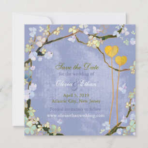 Save The Date Deux Coeurs Noir Rustique Bleu Sauvez la date