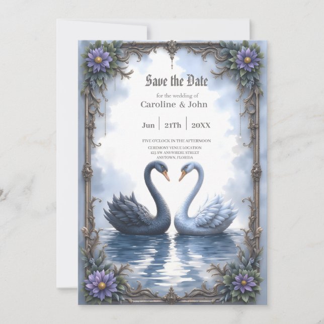 Save The Date Deux cœurs, une réflexion – Mariage romantique de  (Devant)
