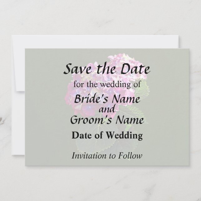 Save The Date Deux Hydrangeas Roses (Devant)