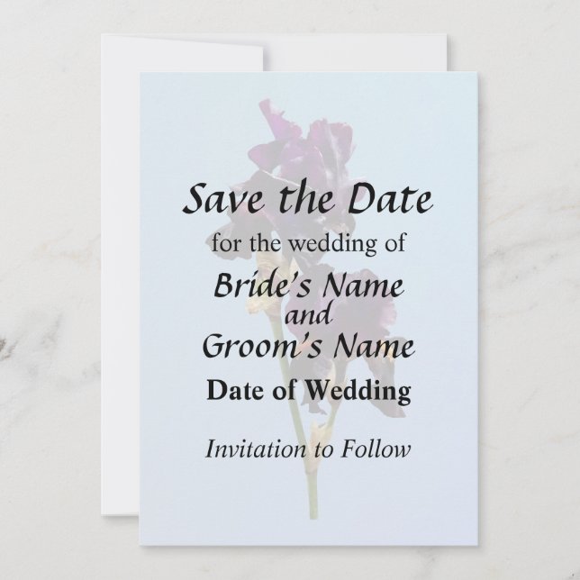 Save The Date Deux iris violets foncés sauvent la date (Devant)