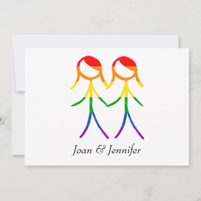Save The Date Deux mariées Rainbow Love Horizontal (Devant)