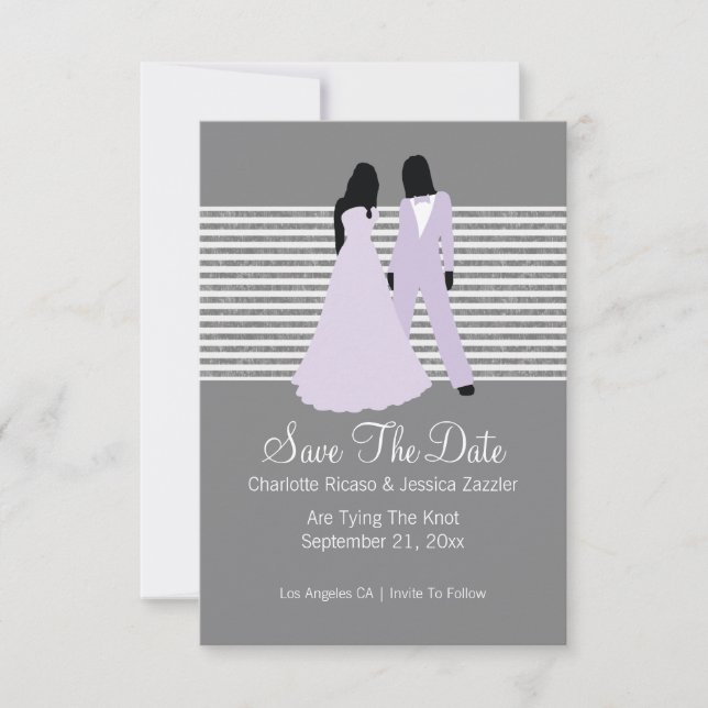 Save The Date Deux Mariées Sauvegardent Le Mariage Date (Lilac E (Devant)