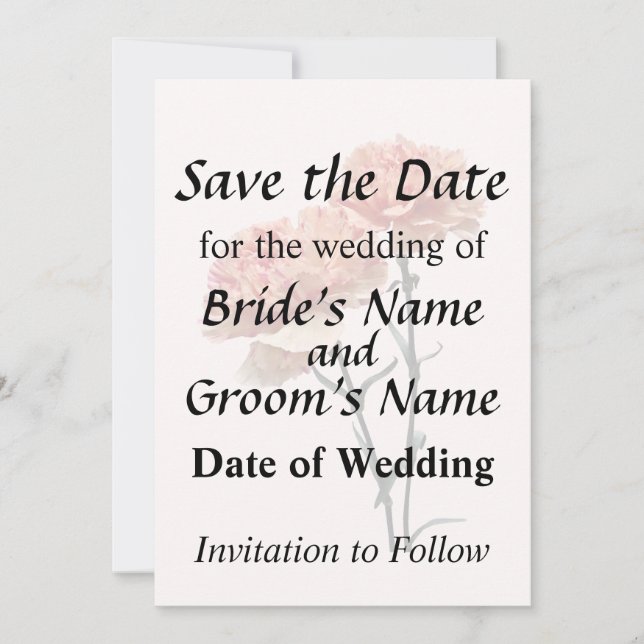 Save The Date Deux oeillets rose et rose (Devant)