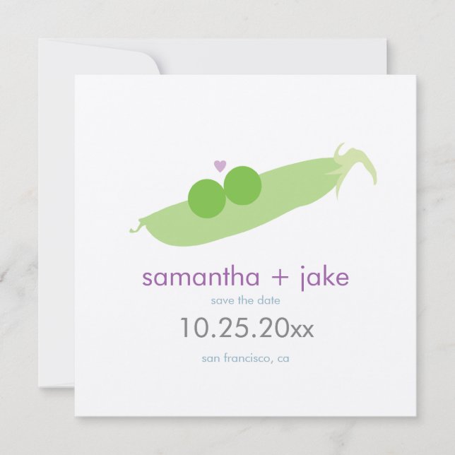 Save The Date Deux petits pois dans un morceau Enregistrer la da (Devant)