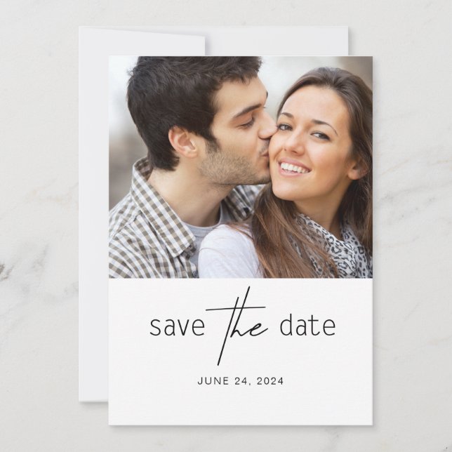 Save The Date Deux Photo Mariage Simple Enregistrer La Date (Devant)