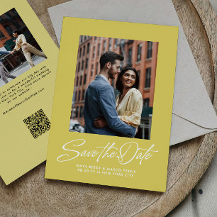 Save The Date Deux photos de style script jaune agrumes tendance