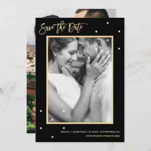 Save The Date Deux photos en noir et blanc avec des points Enreg