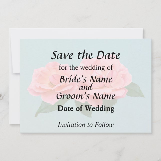 Save The Date Deux Roses Roses Délicates (Devant)