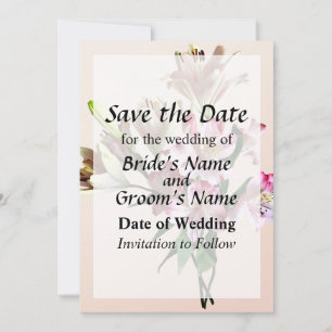 Save The Date Deux variétés de lys roses pour la date de sauvega