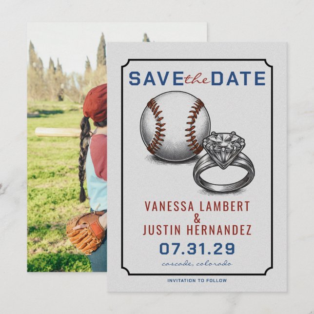Save The Date Diamant de baseball (Devant / Derrière)