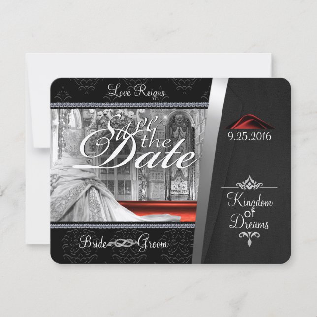 Save The Date Diamant de Cravate noire Enregistrer la date (Devant)
