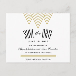 Save The Date Diamant vintage Noir & Or Enregistrer La Date