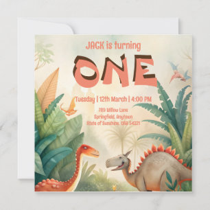 Save The Date Dinosaur 1er anniversaire de la couleur de la jung