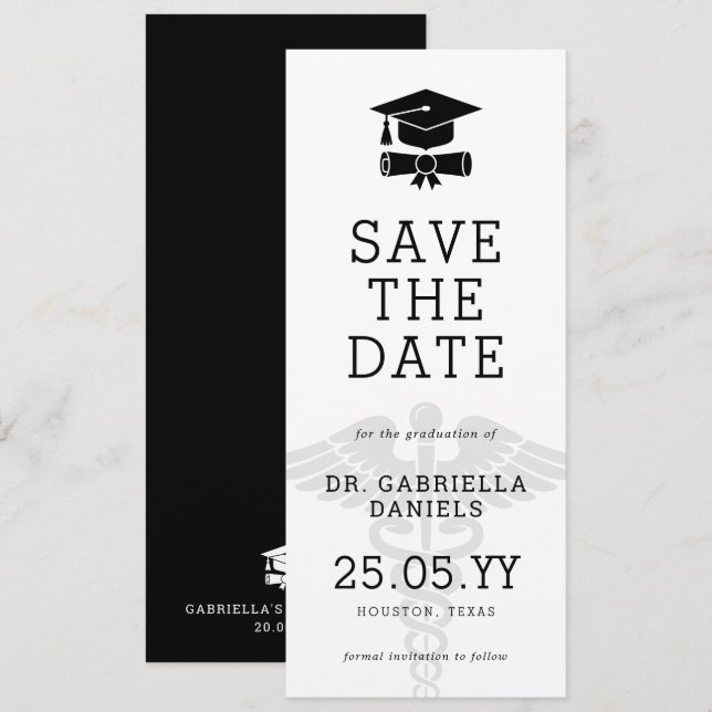 Save The Date Diplôme de docteur de l'école de médecine moderne  (Devant / Derrière)