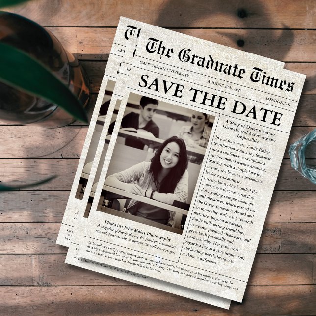 Save The Date diplôme de photo de journal unique (Créateur téléchargé)