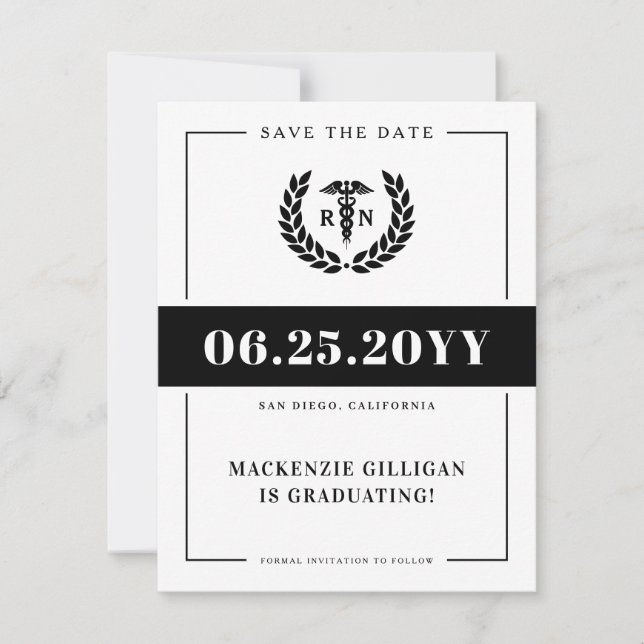 Save The Date Diplôme moderne de l'école de soins infirmiers de  (Devant)