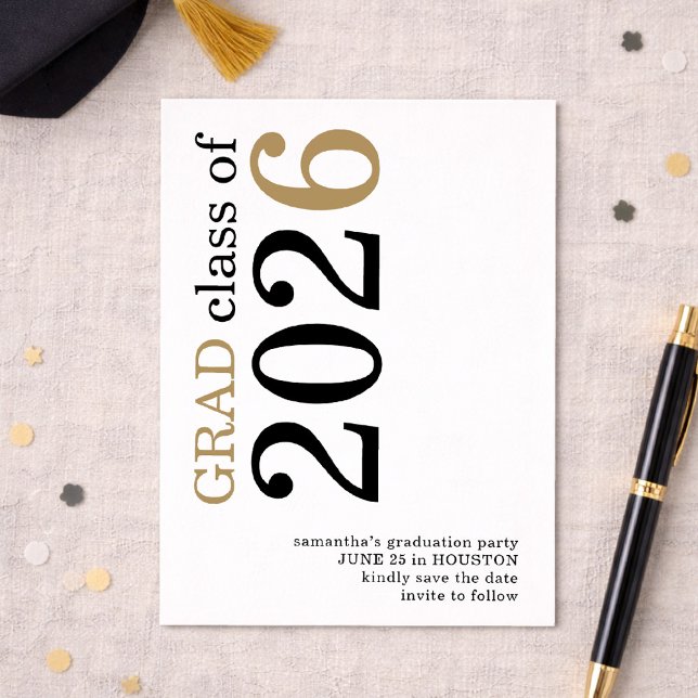 Save The Date Diplôme Moderne Or Noir 2026 (Créateur téléchargé)