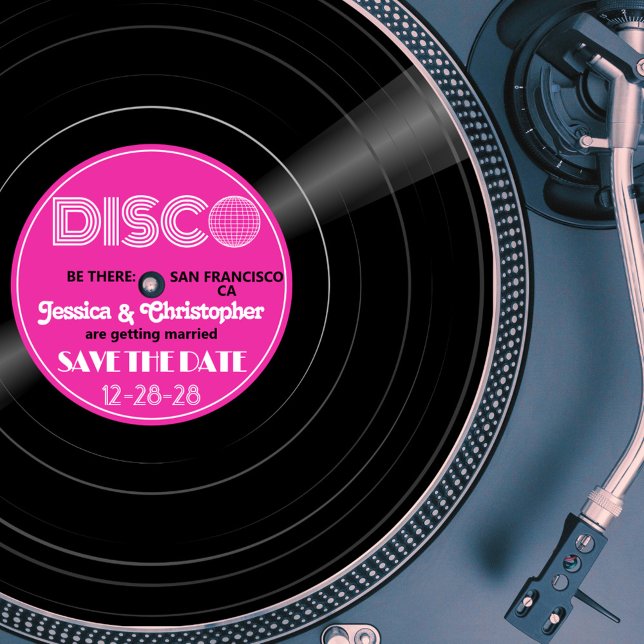 Save The Date DisCO Vinyl Record - Super Étiquette violet (Disco Vinyl Record Style Save the Date)