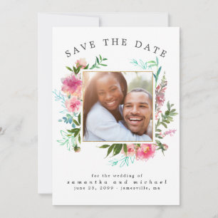 Save The Date do-it-yourself photo moderne rose floral Aquarelle