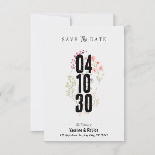 Save The Date Document A4 de mise en garde florale grise
