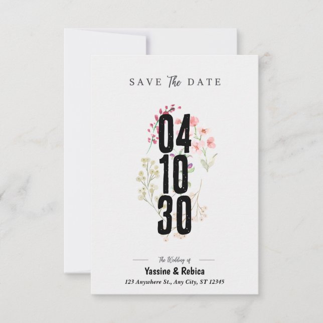 Save The Date Document A4 de mise en garde florale grise (Devant)