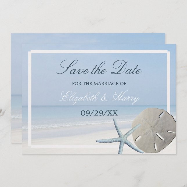 Save The Date Dollar de sable et plage de Starfish (Devant / Derrière)