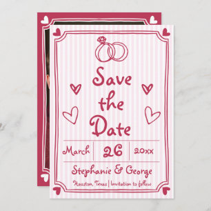 Save The Date Doodle à gribouillis rose dessiné à la main photo 