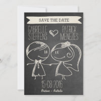 Doodle Couple sur Blackboard Enregistrer la date