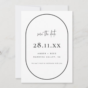 Save The Date Double Arc Rétro minimaliste noir et blanc