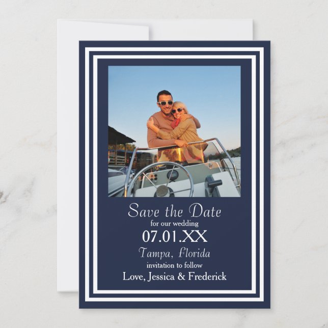 Save The Date Double Marine nautique - Enregistrer la date (Devant)