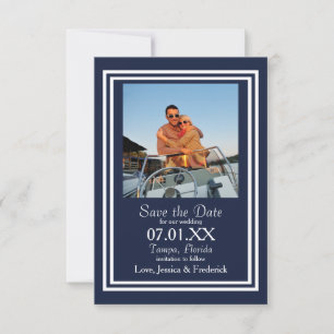 Save The Date Double Navy Nautical - 3x5 Enregistrer la Date