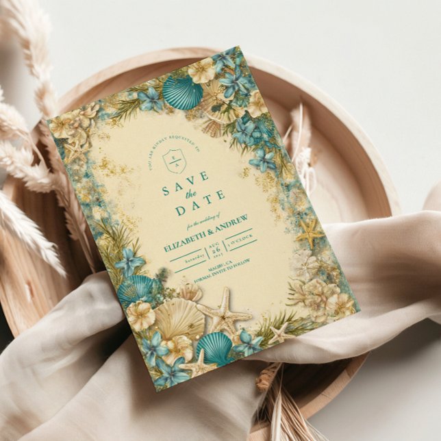 Save The Date Douce Mariage Floral Coquillage Blush (Créateur téléchargé)