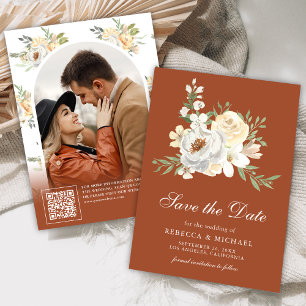 Save The Date Douce Terreuse Péché Floral Terracotta Mariage